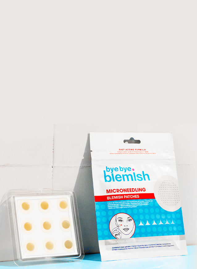 Bye Bye Blemish Microneedling Blemish Patches with open packaging, highlighting an advanced acne-fighting skincare solution.